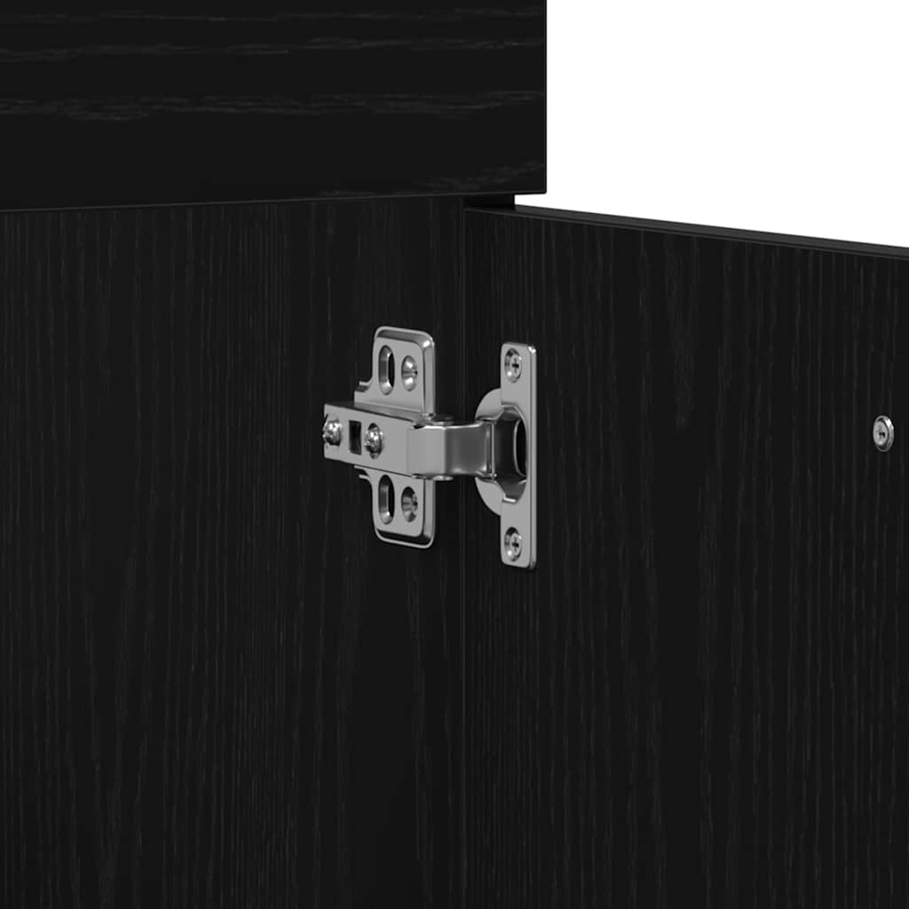 Bathroom Furniture Set with Door 3 pcs Black Oak 90x38.5x46cm